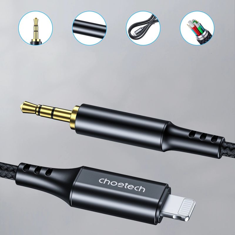 Кабель AUX Audio Lightning - TRS 3.5мм M/M 2м Choetech (AUX009)
