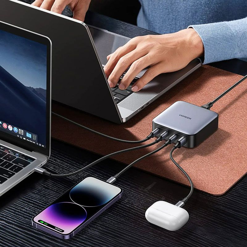 Зарядний пристрій 4xUSB 100W (3хUSB-C+USB-A) Gan Nexode чорний CD328 Ugreen Desktop Fast Charger (90928)