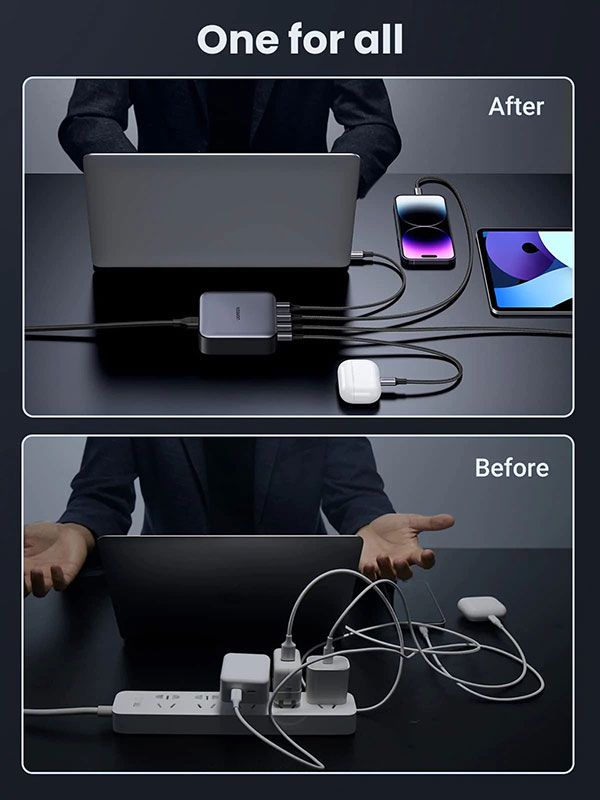 Зарядний пристрій 4xUSB 100W (3хUSB-C+USB-A) Gan Nexode чорний CD328 Ugreen Desktop Fast Charger (90928)
