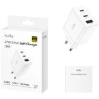 Зарядний пристрій 3xUSB 67W, (GaN, 1хUSB-C, QC+PD 3.0, вилка ЄС, для iPhone 12) , Cudy (CH67)