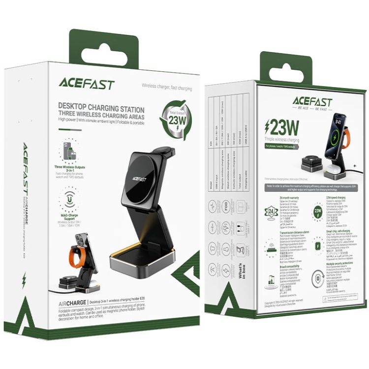 Зарядний пристрій Wireless QI 3in1 15W E20 Acefast (6974316283478)