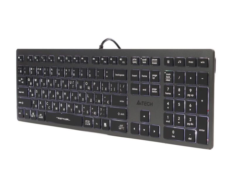 Клавиатура A4Tech Fstyler FX60H Grey White Backlit (FX60H USB (Grey) White backlit)