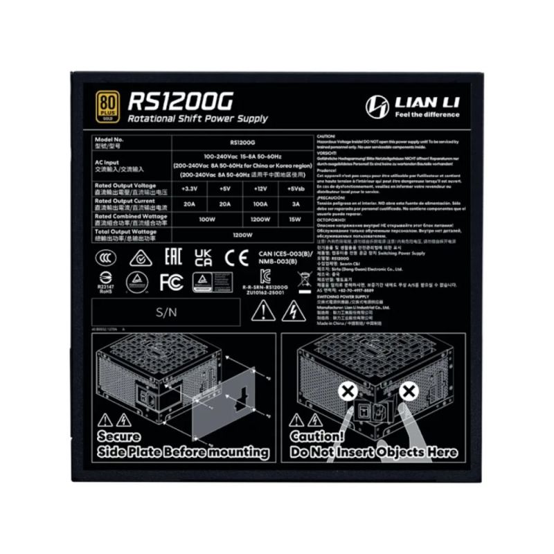 Блок живлення Lian Li RS Gold 1200 Black with Hub, EU Cord (G9P.RS1200G.BH00.EU)