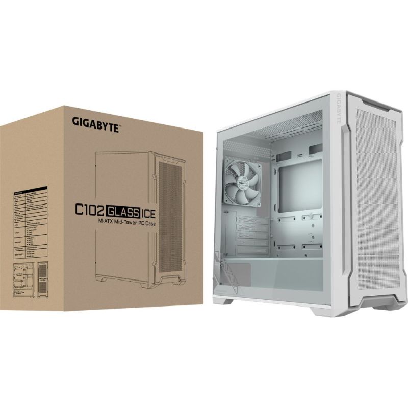 Корпус Gigabyte C102 Glass Ice White без БП (GB-C102GI)