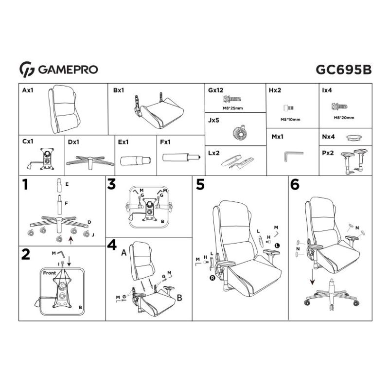 Кресло для геймеров GamePro Black (GC695B)
