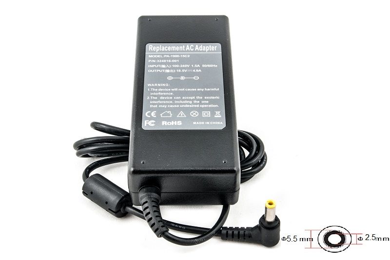 Блок питания для ноутбуков PowerPlant HP 220V, 18.5V 90W 4.9A (5.5*2.5)