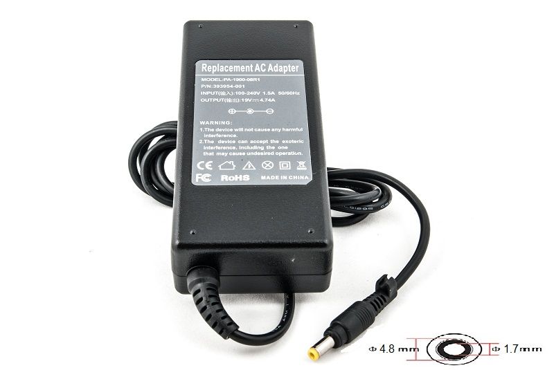 Блок живлення для ноутбуків PowerPlant HP 220V, 19V 90W 4.74A (4.8*1.7) (HP90F4817)