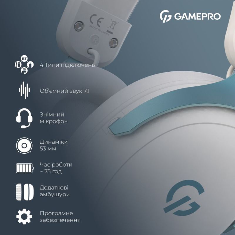 Гарнитура GamePro Asgard Freya Pro White-Blue (HSW201WB)