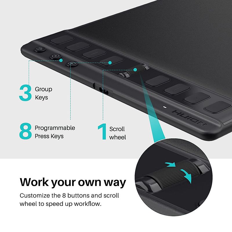 Графічний планшет Huion Inspiroy 2 M + рукавичка (H951P)