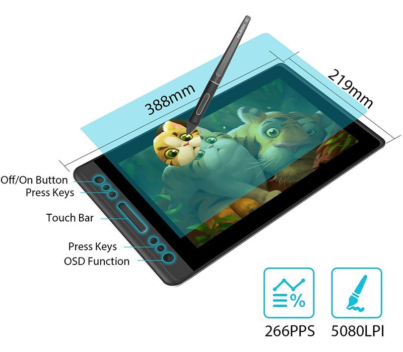 Графічний монітор Huion Kamvas Pro 13 + рукавичка (PRO13)