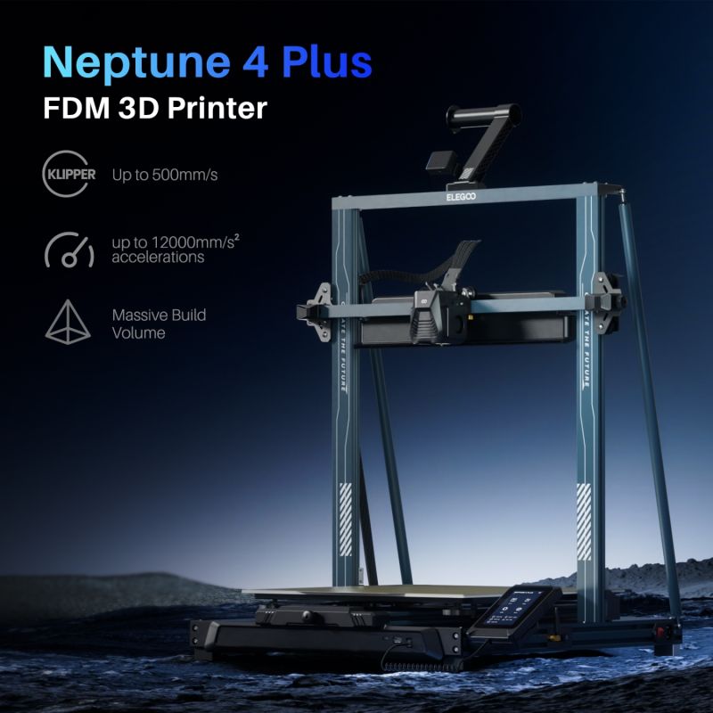 Принтер 3D ELEGOO Neptune 4 Plus (FDM 1.75 mm 0.4 mm 320×320×385 mm WiFi WLAN USB сірий) (50.201.015300)