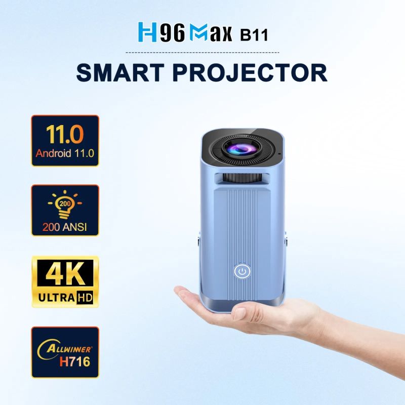 Проєктор H96 MAX B11 LED LCD HD 200AL 16:9 H716 2G/16G Android 11.0 HDMI WiFi BT сірий (H96 MAX_B11)