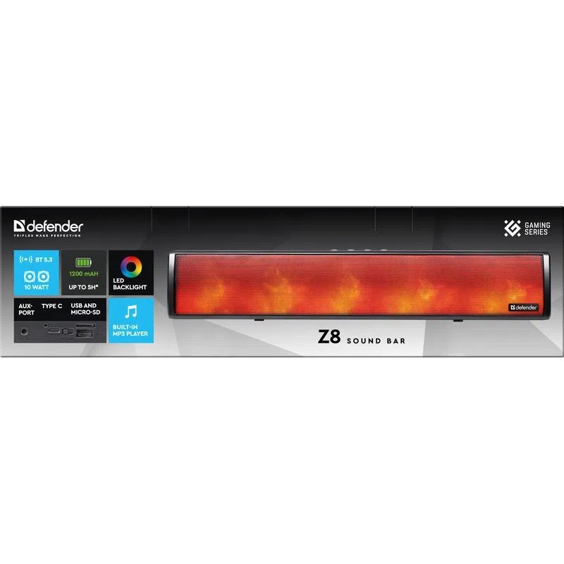 Акустична система 1.0 Defender Саундбар Z8 10Вт, Bluetooth/USB/FM/USB/TF/AUX, чорна (65118)