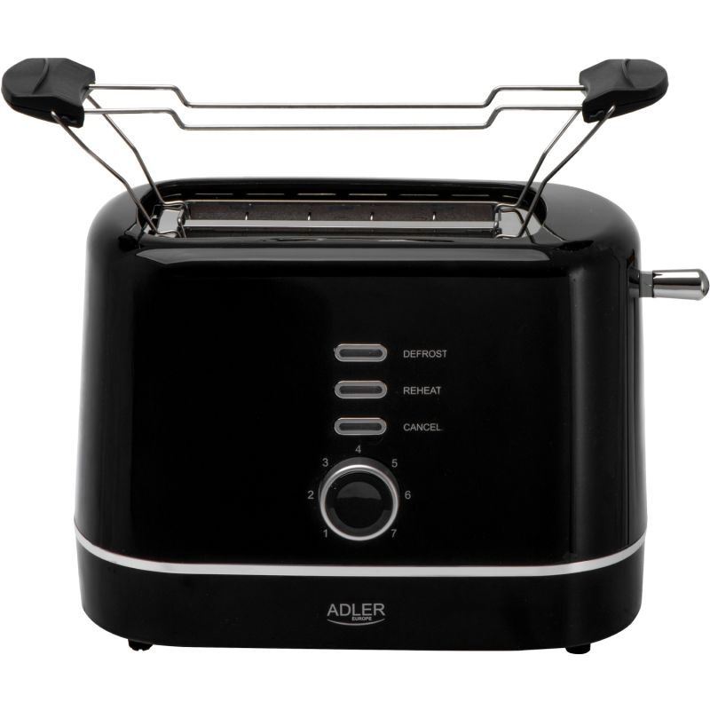 Тостер Adler AD 3224 black 850Вт/ 2 відділення/7 режимів підсмажування/розморожування/підігрів булок (AD3224B)