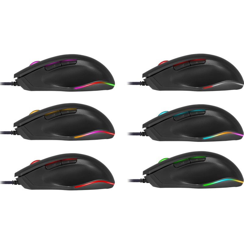 Мишка Defender Wolverine GM-700L ігрова RGB, 7 кн., 12800 dpi, чорна (52700)