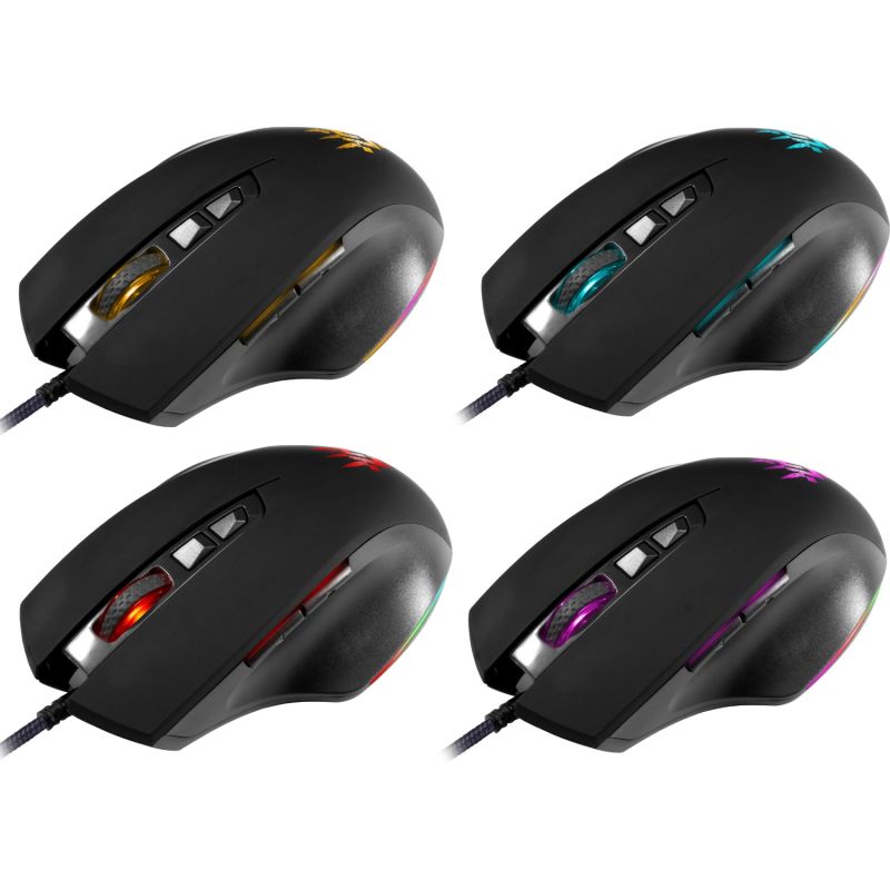 Мишка Defender Wolverine GM-700L ігрова RGB, 7 кн., 12800 dpi, чорна (52700)