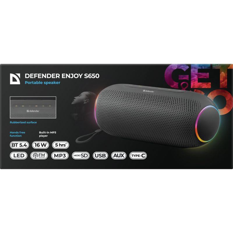 Акустична система 1.0 Defender Enjoy S650 16Вт RGB/BT/USB/TF/MP3/FM/AUX (65651)
