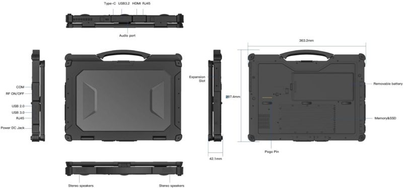 Захищений ноутбук AGN x14A 14"FHD LCD /i5-1235U/ 16G+512SSD/IP65 MIL-STD-810H Black (AGN_x14A_i5_12Th_16_512)