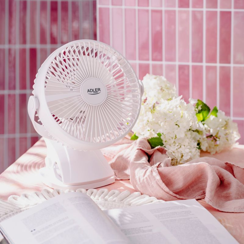 Вентилятор AdlerAD 7342 white настільний/ акумуляторний/ 5Вт/ D=15.5см/ USB-C/ білий (AD7342W)
