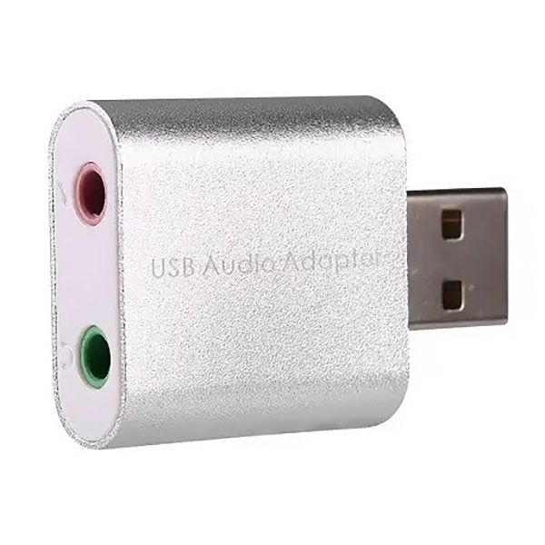 Звукова карта USB AUX jack, 2*TRS (Mic + Ear), C-Media chip, RTL, срібляста (B00668)