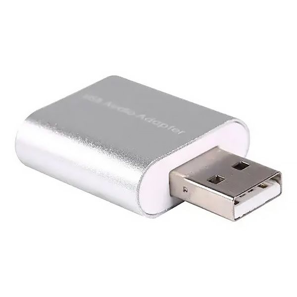 Звукова карта USB AUX jack, 2*TRS (Mic + Ear), C-Media chip, RTL, срібляста (B00668)