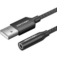 Звукова карта USB AUX jack, TRRS Ear, 0.25 м 96 кГц/24 біт 2-в-1 DSP шумозаглушення Vention (CVEBC)