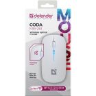 Мишка Defender Coda MB-261 бездротова, Bluetooth+2.4 ГГц, ігрова, 3 кн. 1600 dpi, 300mAh, біла (52262)