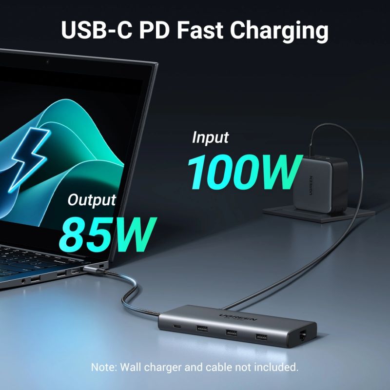 Док-станція USB3.2 Type-C --> HDMIx2,8K30Hz/4K60Hz/3xUSB-A/2xUSB-C 3.2/ RJ45/SD/TF/PD 100W CM639 (15534)