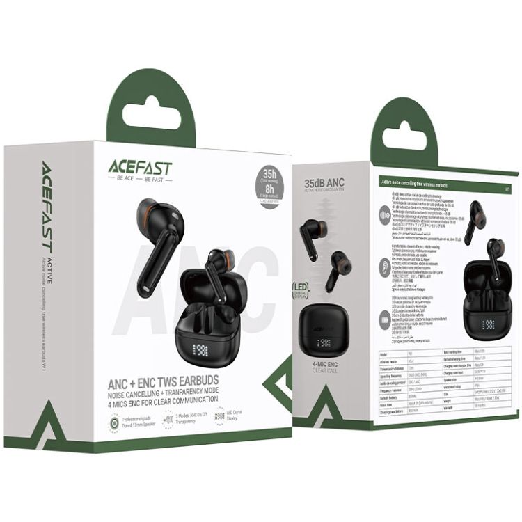 Навушники TWS Acefast W1 black (6974316283614)