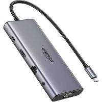 Док-станція USB3.2 Type-C --> HDMI 4K60Hz/1xUSB-A3.2/1xUSB-A3.1/2xUSB-C3.2/VGA/RJ45/SD/TF+3.5mmCM639 (45520)