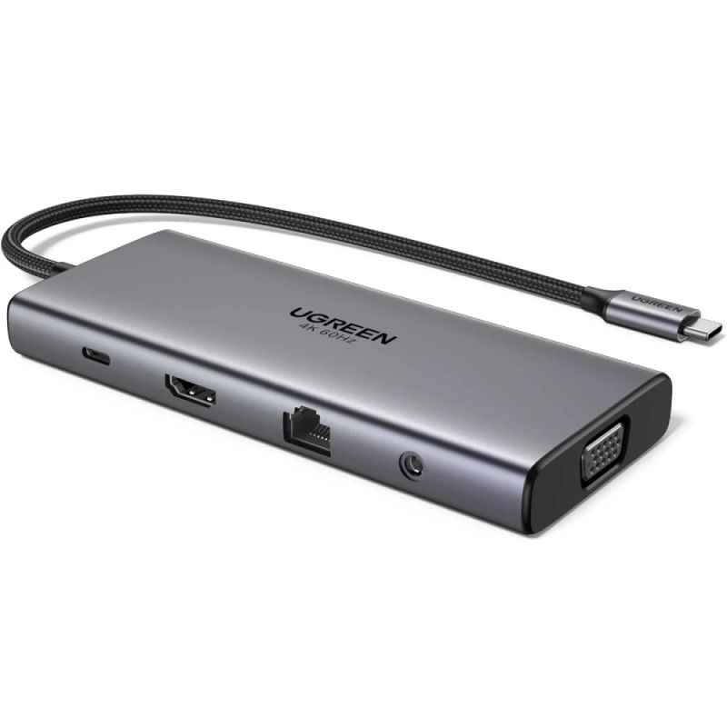 Док-станція USB3.2 Type-C --> HDMI 4K60Hz/1xUSB-A3.2/1xUSB-A3.1/2xUSB-C3.2/VGA/RJ45/SD/TF+3.5mmCM639 (45520)