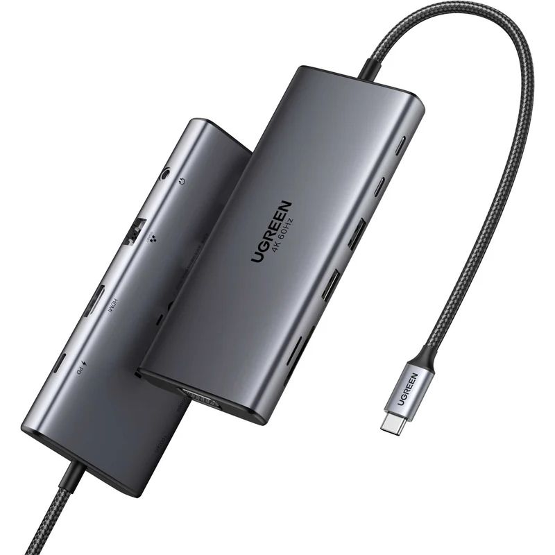 Док-станція USB3.2 Type-C --> HDMI 4K60Hz/1xUSB-A3.2/1xUSB-A3.1/2xUSB-C3.2/VGA/RJ45/SD/TF+3.5mmCM639 (45520)