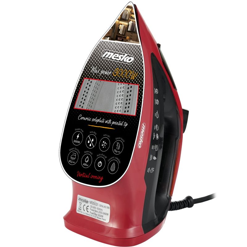 Праска Mesko MS 5031 red 3000Вт/ 400 мл/ кераміка/ ''Крапля-стоп''/автовимкнення/ червона (MS5031)