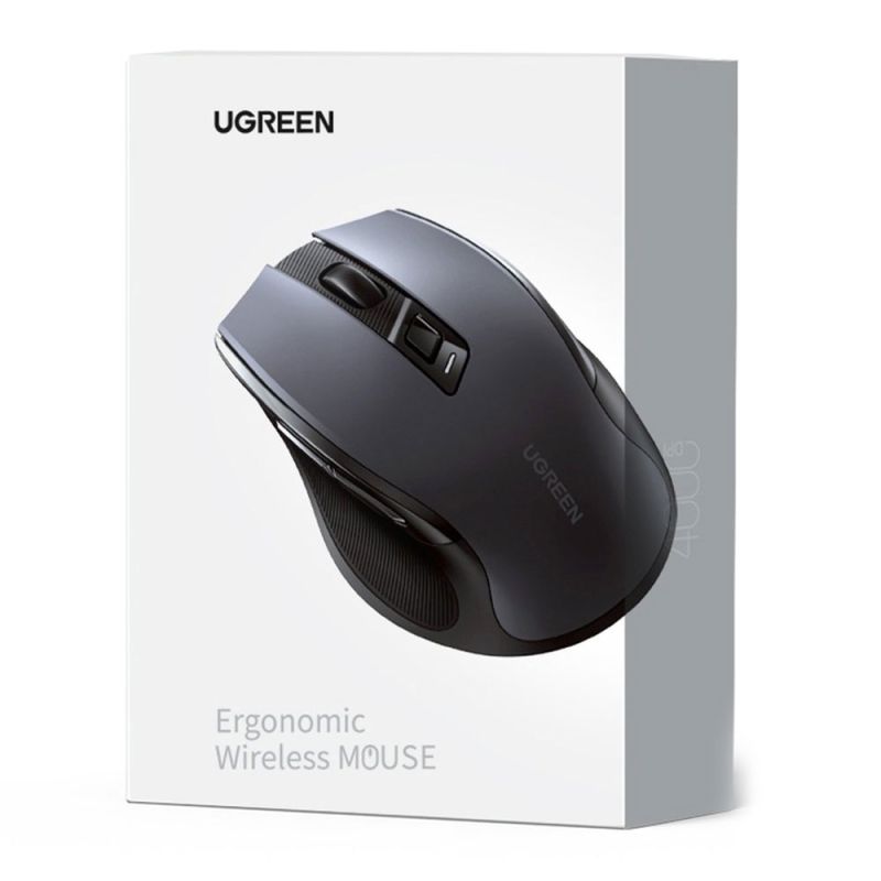 Мишка UGREEN 2.4GHz MU006, бездротова, Bluetooth, 4000dpi., 4кн.,Silence Design, Сіра (90855)