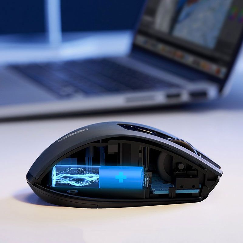 Мишка UGREEN 2.4GHz MU006, бездротова, Bluetooth, 4000dpi., 4кн.,Silence Design, Сіра (90855)