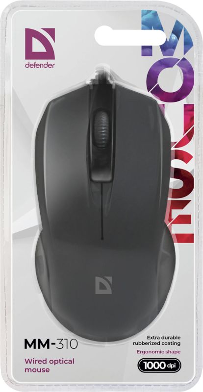 Мишка Defender #1 MM-310, 3кн., 1000 dpi, чорна (52310)