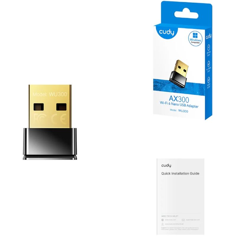 Адаптер WiFi Cudy , AX300 Wi-Fi 6 Nano USB Adapter (WU300)