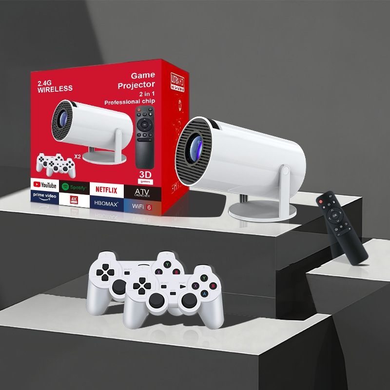 Проєктор H96 MAX F100 LED LCD HD 110AL 16:9 2G/16G Android 12.0 HDMI WiFi BT джойстик 2 шт білий (H96MAX_F100)