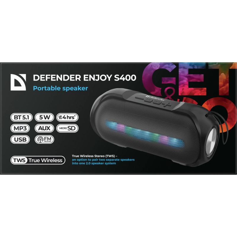 Акустична система 1.0 Defender Enjoy S400 5Вт Light/BT/FM/USB/TF/AUX (65399)