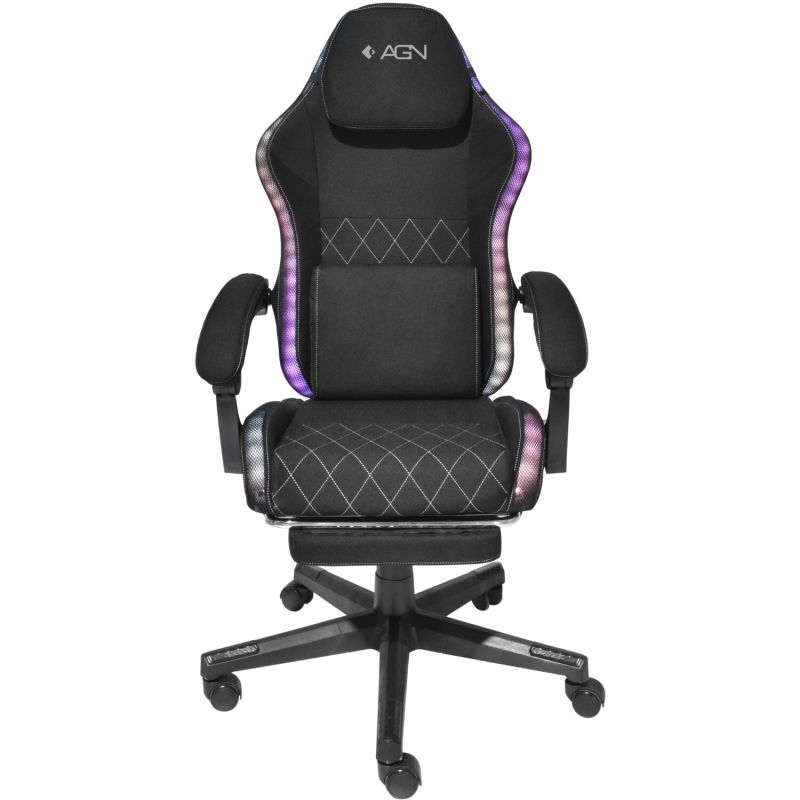 Крісло ігрове AGN 3 клас,150 кг, 80мм, RGB підсвітка, чорне (AGN09-21)