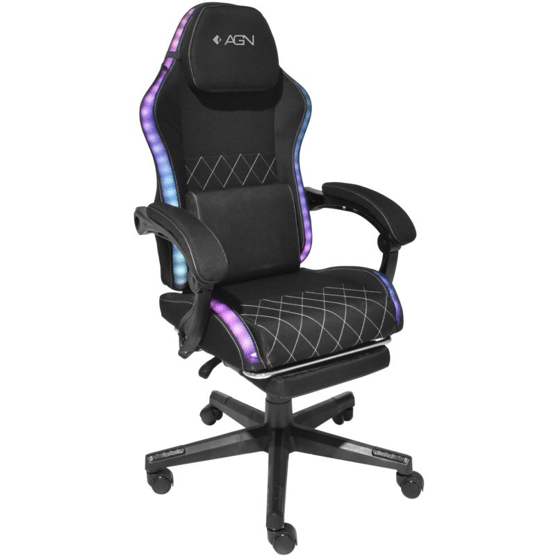 Крісло ігрове AGN 3 клас,150 кг, 80мм, RGB підсвітка, чорне (AGN09-21)