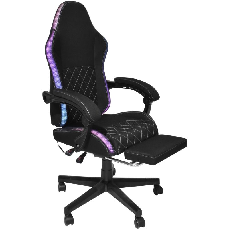 Крісло ігрове AGN 3 клас,150 кг, 80мм, RGB підсвітка, чорне (AGN09-21)