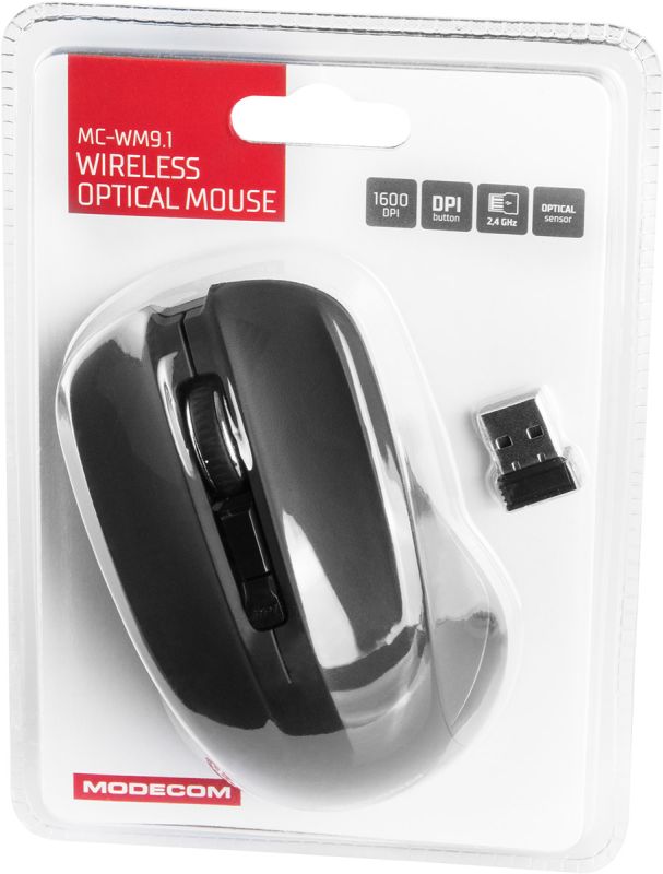 Мишка Modecom MC-WM9.1, бездротова, 4кн., 1600dpi, чорна (M-MC-0WM9.1-100)
