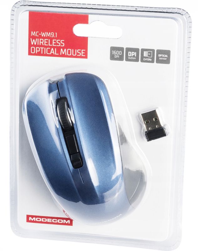 Мишка Modecom MC-WM9.1, бездротова, 4кн., 1600dpi, чорно-синя (M-MC-0WM9.1-140)