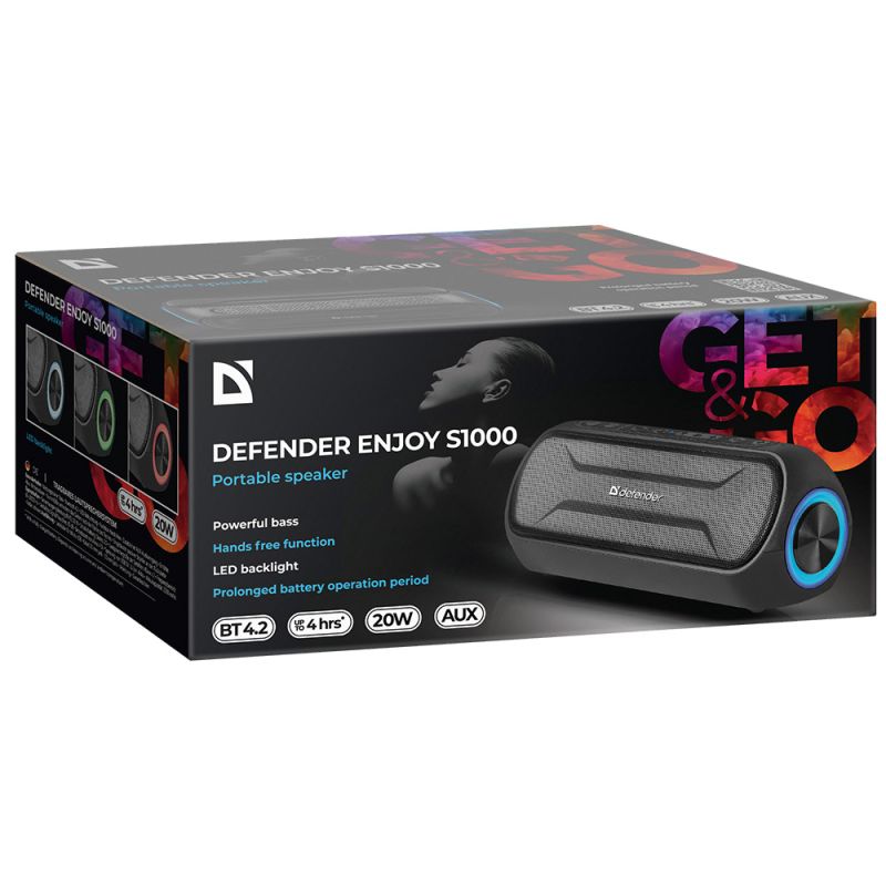 Акустична система 1.0 Defender Enjoy S1000 Black 20W Bluetooth (65688)