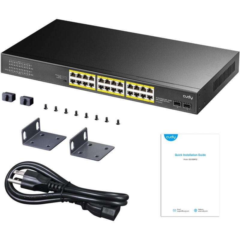 Комутатор Cudy , 24-Gigabit PoE+ Switch with 4 Uplink Gig Ports and 2 Gig SFP Slots 300W (GS1028PS2)