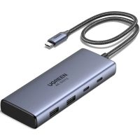 Док-станція USB3.2 Type-C --> HDMIx2 4K60Гц/2xUSB-A 3.2/2xType-C 3.2 10Гбіт/с/ PD 100Вт,сірий CM498 (45379)