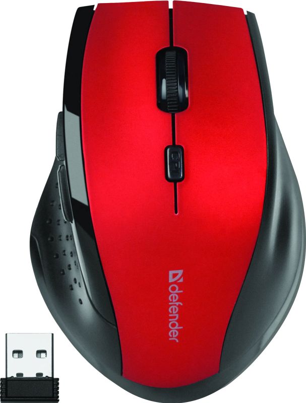 Мишка Defender Accura MM-365, бездротова, 6 кн. до 1600 dpi, червона (52367)