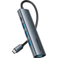 Хаб USB 3.0 Type-C -> 4xUSB 3.0/1xUSB-C, 5Gbps, Black Vention (TGZHB)