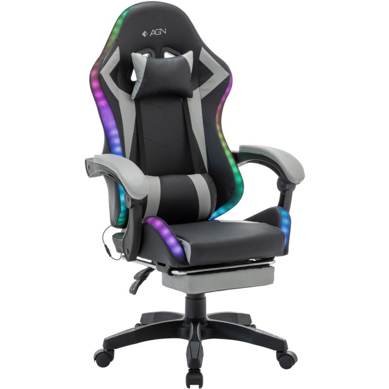 Крісло ігрове AGN 3 клас,120 кг, 100мм, RGB підсвітка, чорно-сіре (AGN09-25)